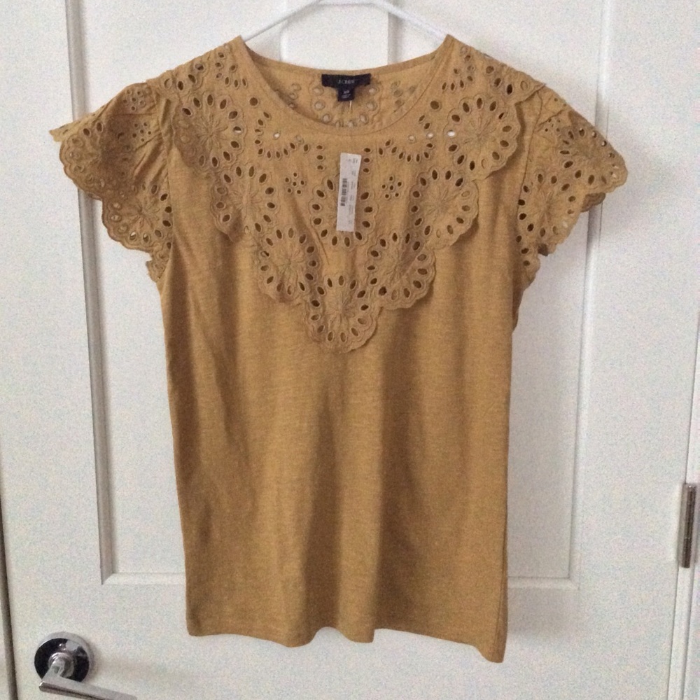 New with Tags J Crew Eyelet Flutter Sleeve Top